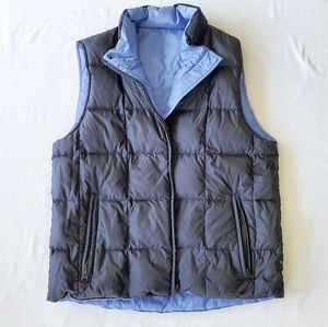Lands End Goose Down Puffer Vest, Reversible Blue or Black, Women's size Medium